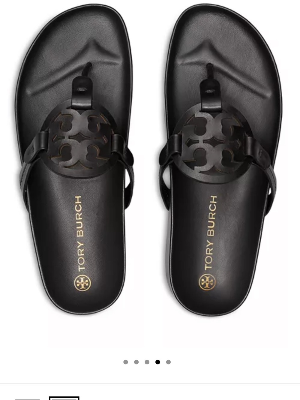 Tory Burch Black Miller cloud calf leather  with  Logo 8.5 Like New with box
